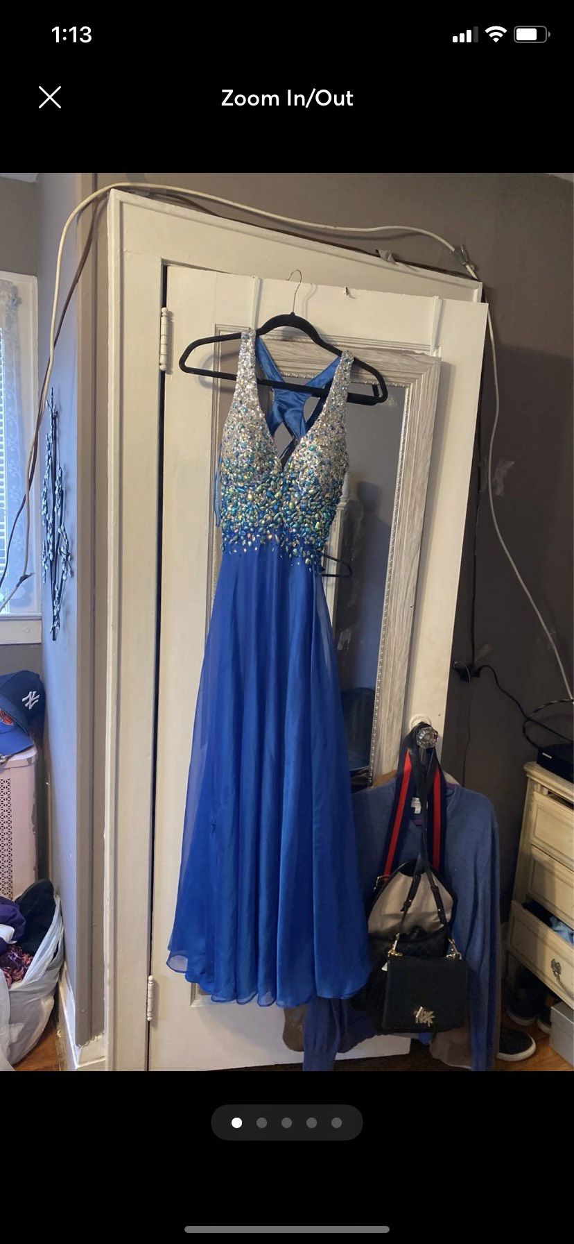 Size 0 Prom Blue A-line Dress on Queenly