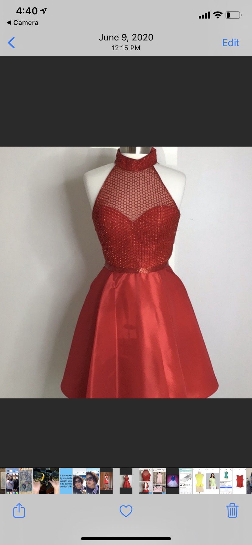 Sherri Hill Size 4 Homecoming Halter Satin Red Cocktail Dress on Queenly