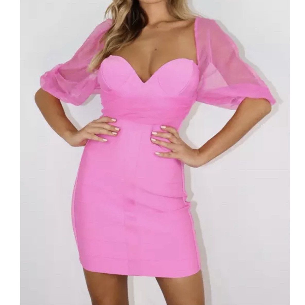 Size 2 Homecoming Sheer Pink Cocktail Dress on Queenly