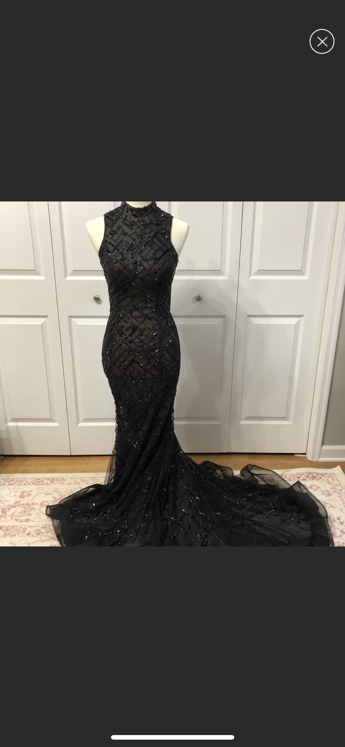 Size 6 Prom High Neck Black Floor Length Maxi on Queenly