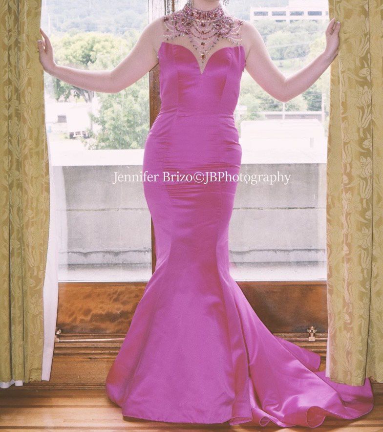 Size 4 Prom Sequined Hot Pink Mermaid Dress on Queenly