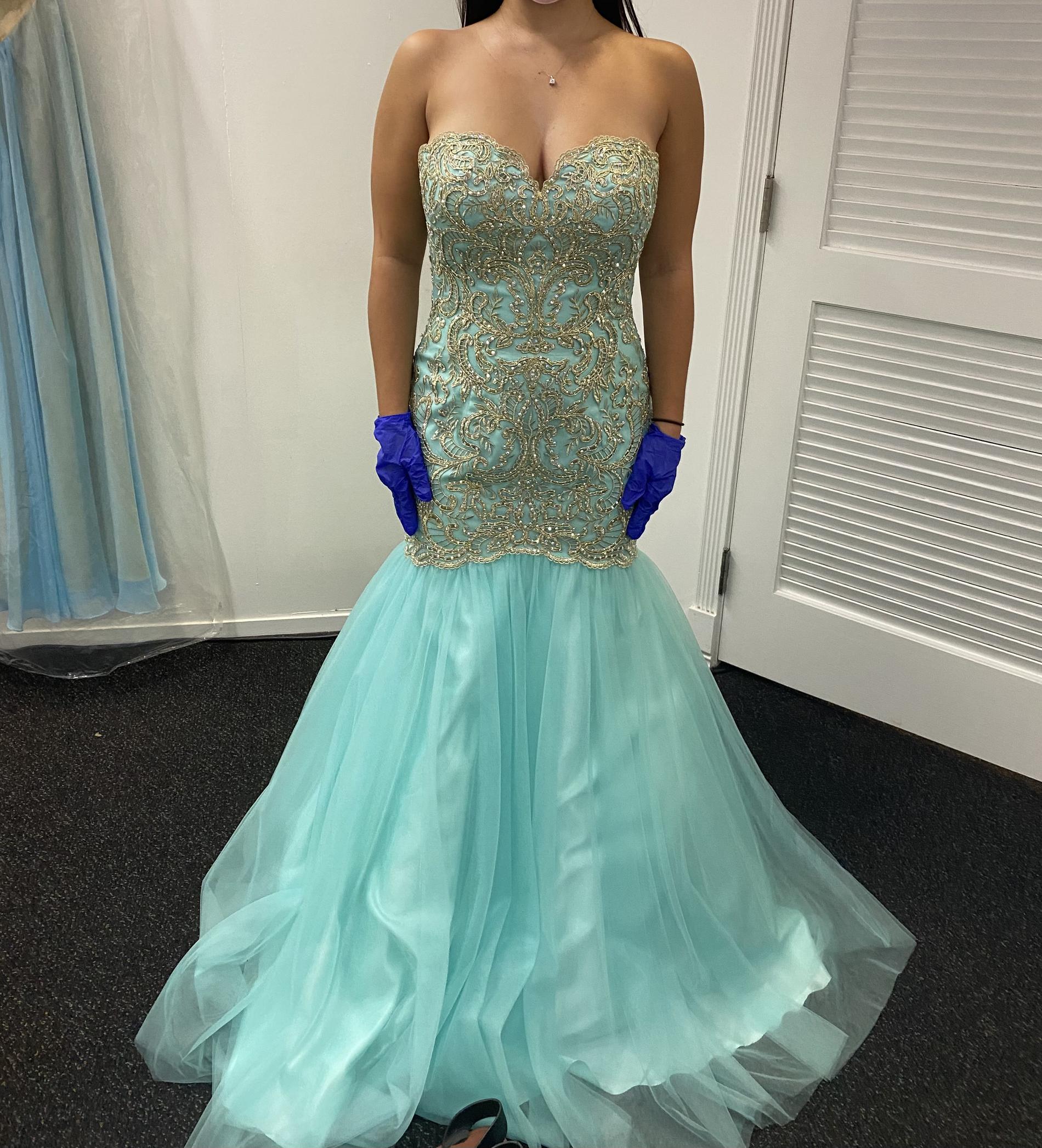 Size 6 Strapless Blue Mermaid Dress on Queenly