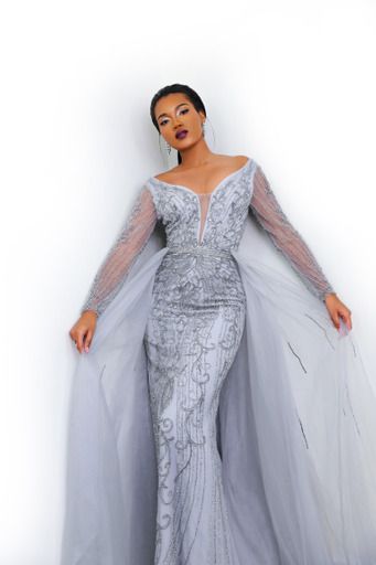 Ramaa Haute Couture  Size 0 Silver Mermaid Dress on Queenly