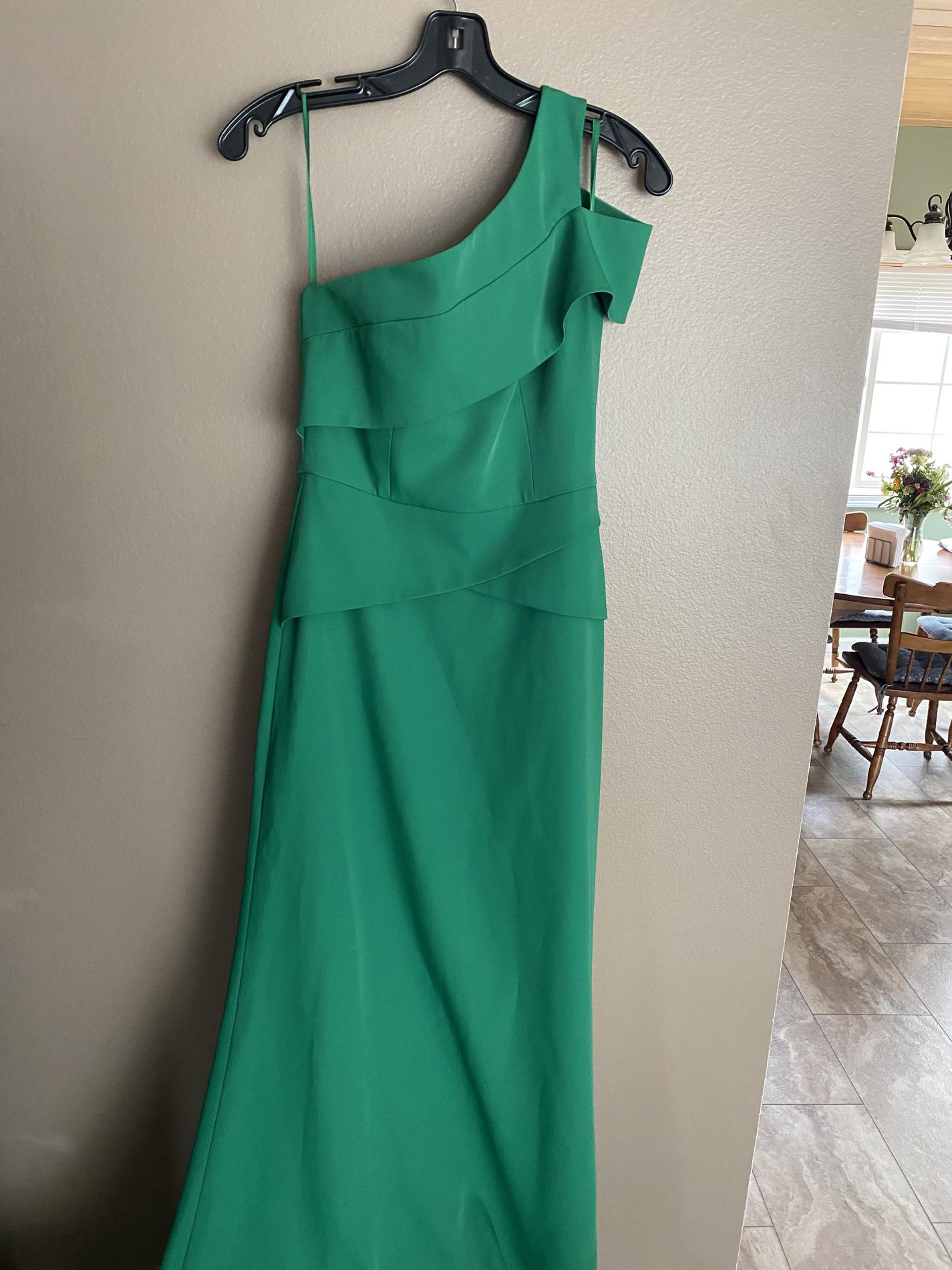 BCBG Size 6 One Shoulder Emerald Green Floor Length Maxi on Queenly