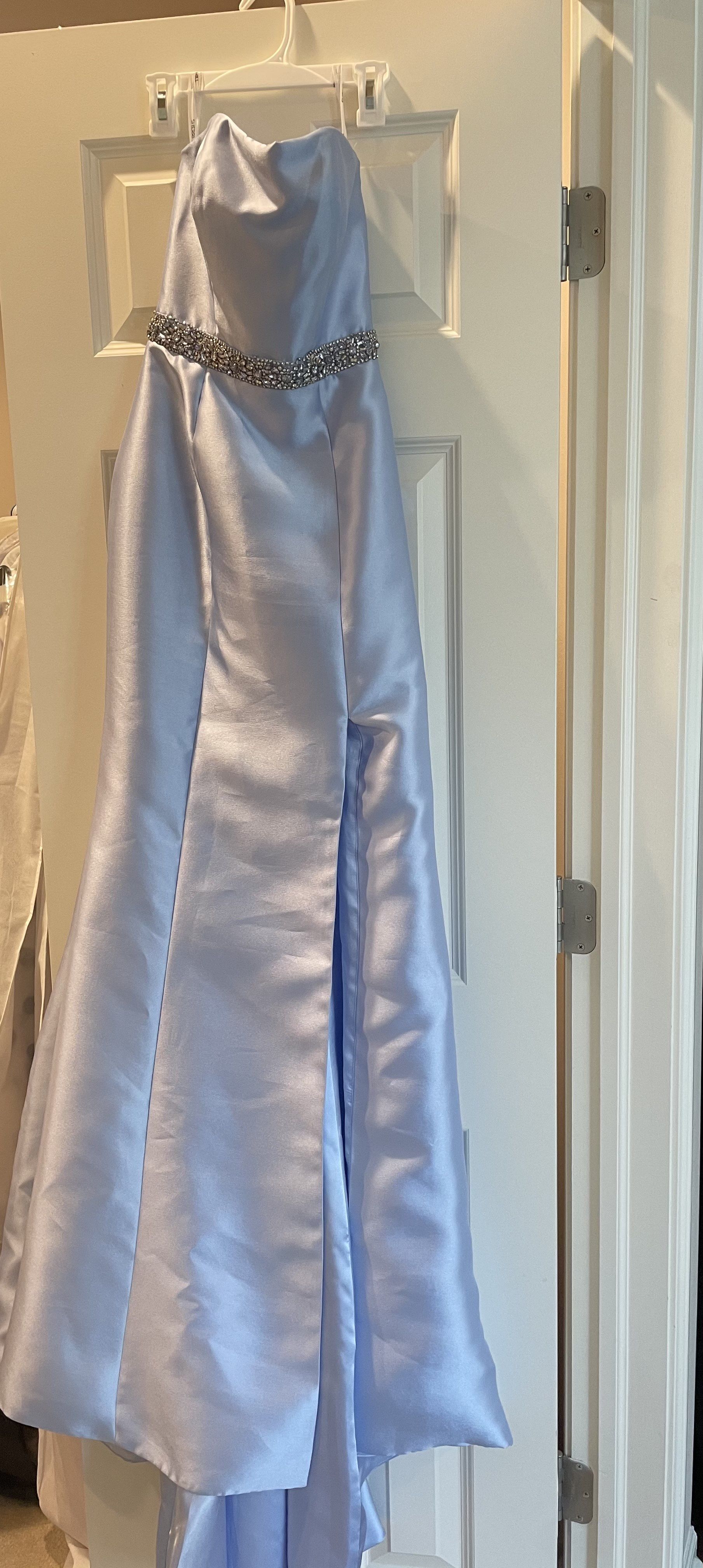 Sherri Hill Size 00 Prom Strapless Satin Light Blue Mermaid Dress on Queenly