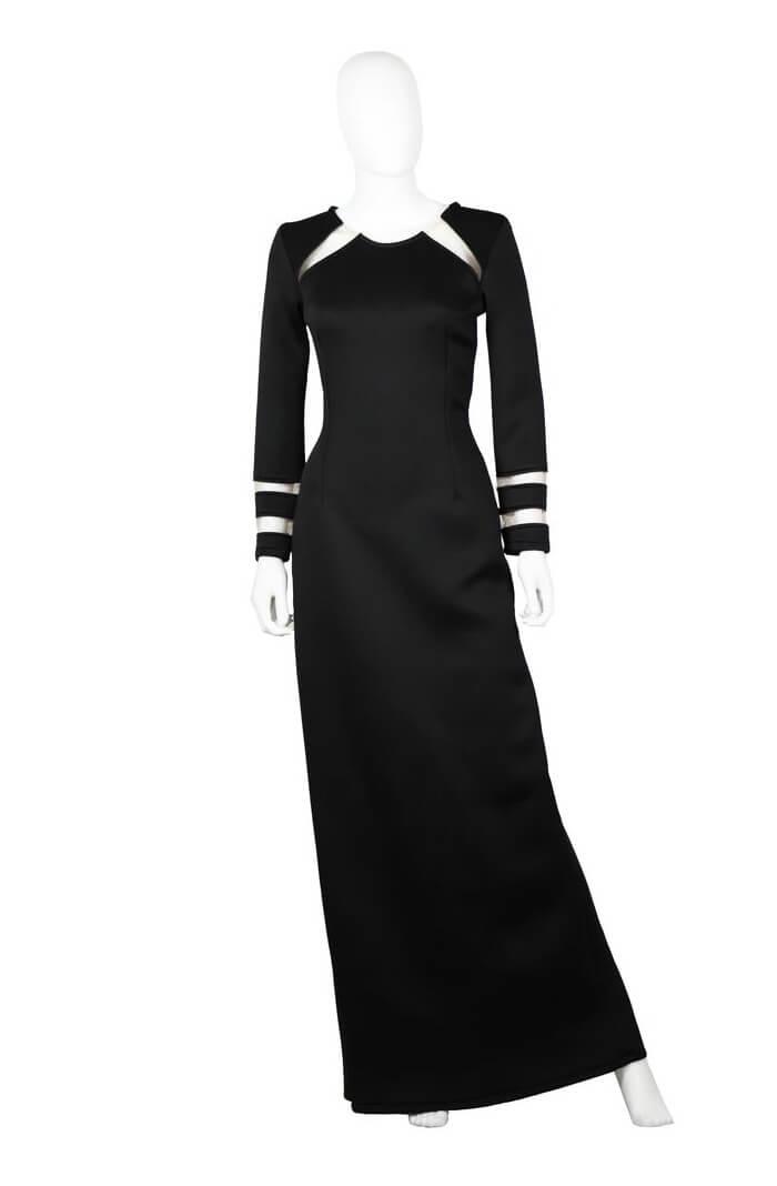 Size 6 Long Sleeve Black Floor Length Maxi on Queenly