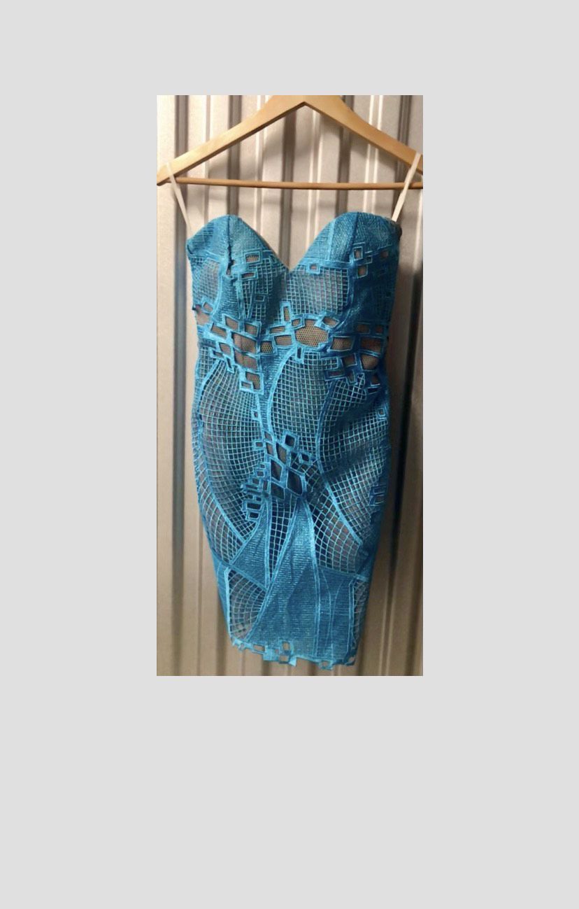 Custom Size 0 Nightclub Strapless Blue Cocktail Dress on Queenly