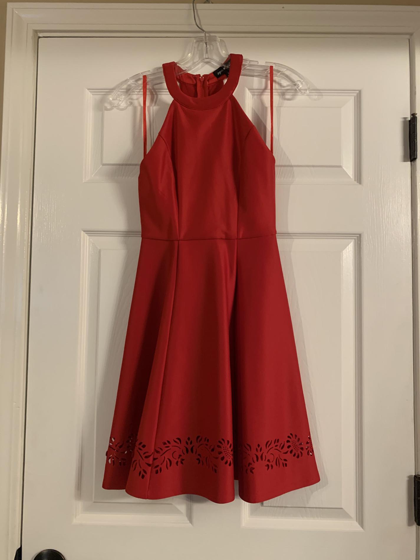 Sequin Hearts Red Size 2 Flare Homecoming Wedding Guest Holiday Cocktail Dress on Queenly