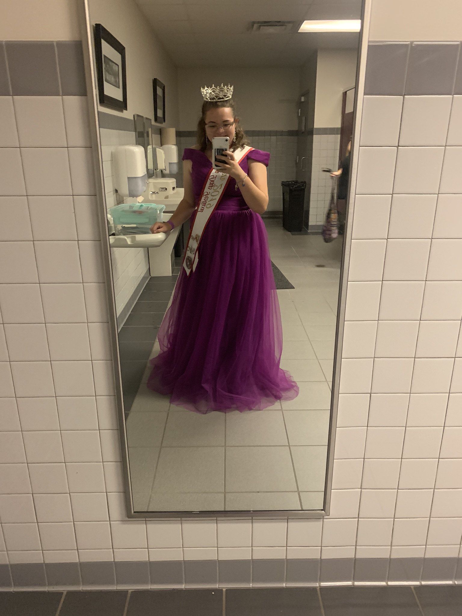Size 12 Off The Shoulder Purple Ball Gown on Queenly