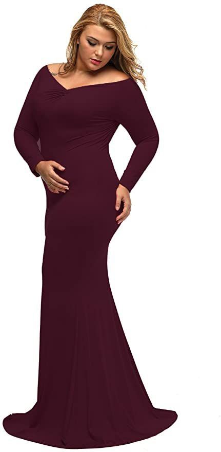 Style B01N5G3IEH Lalagen Plus Size 16 Prom Long Sleeve Burgundy Red Mermaid Dress on Queenly
