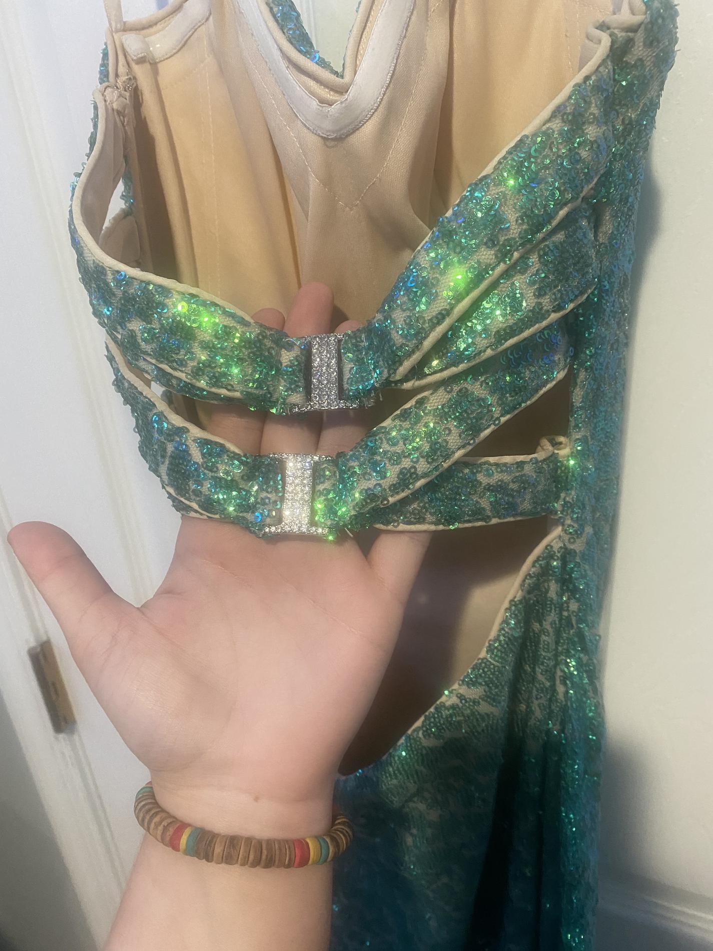 La Femme Size 2 Prom Strapless Sequined Green Mermaid Dress on Queenly