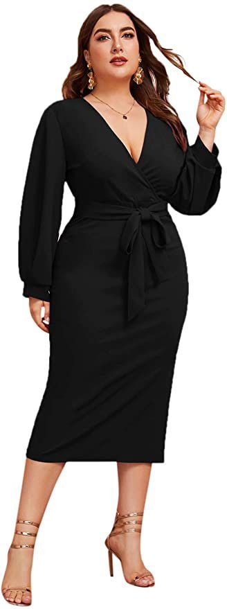 Style B07XK6R7M Verdusa Plus Size 18 Homecoming Long Sleeve Black Cocktail Dress on Queenly