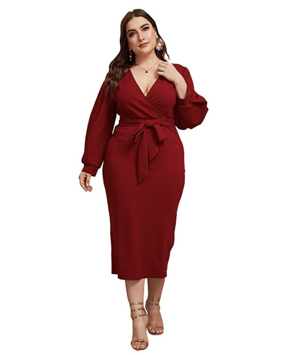 Style B07XK6R7M Verdusa Plus Size 16 Homecoming Long Sleeve Burgundy Red Cocktail Dress on Queenly