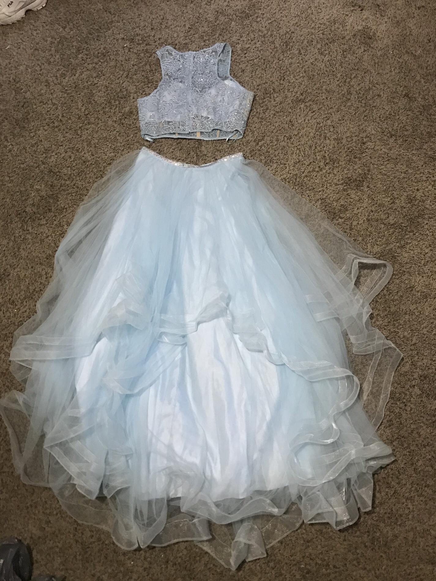 Size 12 Prom Blue Dress With Train on Queenly
