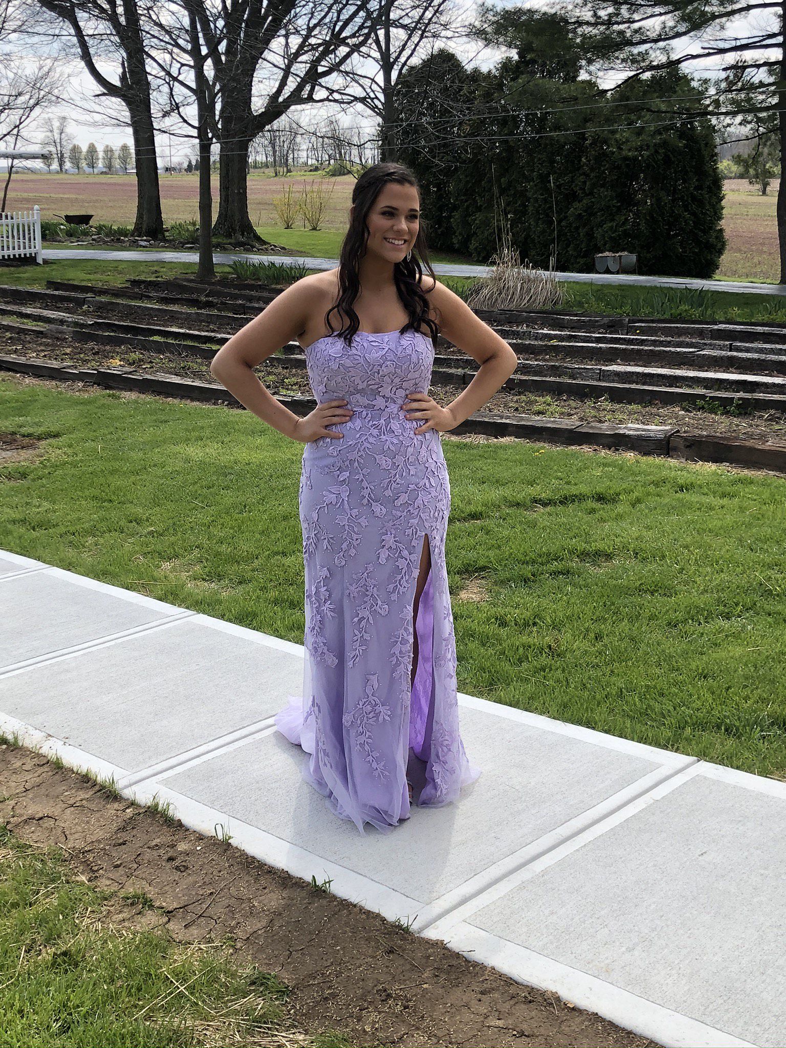 Size 8 Prom Strapless Light Purple Floor Length Maxi on Queenly