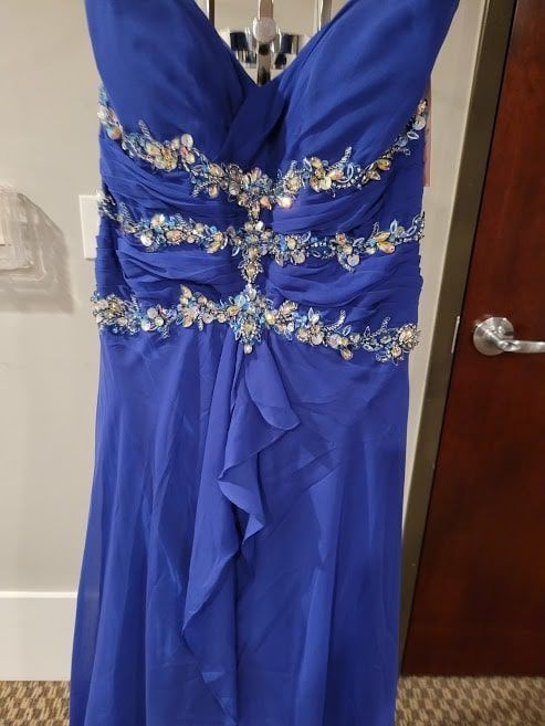 Style W20977 Precious Formals Plus Size 16 Prom Strapless Royal Blue Floor Length Maxi on Queenly