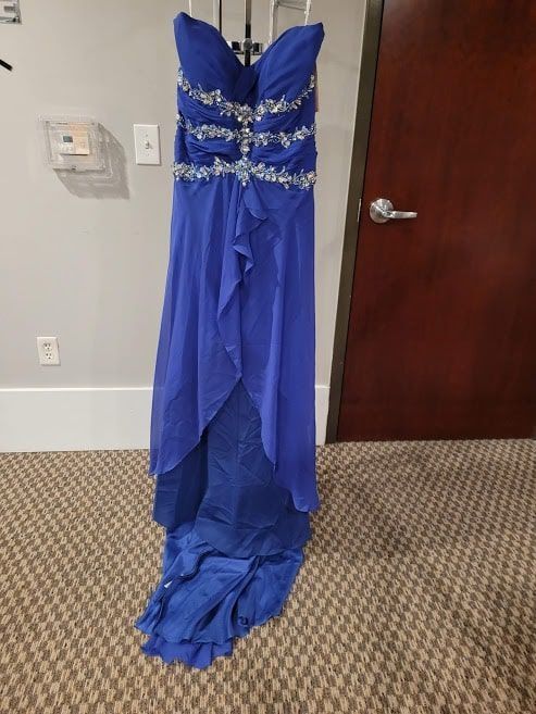 Style W20977 Precious Formals Plus Size 16 Prom Strapless Royal Blue Floor Length Maxi on Queenly