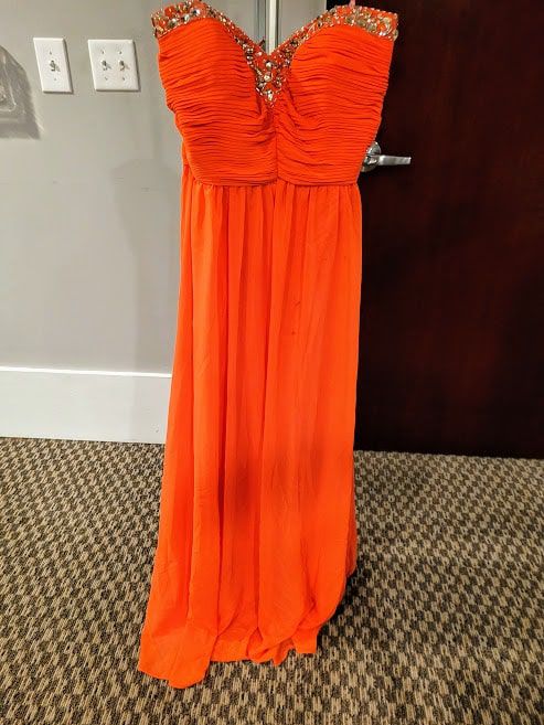 Style E40044 Jovani Plus Size 16 Prom Strapless Coral Floor Length Maxi on Queenly