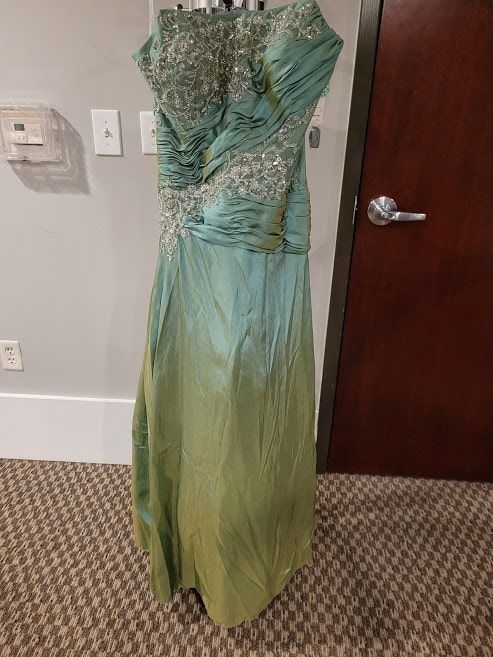Style 11008 Precious Formals Green Size 16 Ombre Tall Height Strapless Prom Straight Dress on Queenly