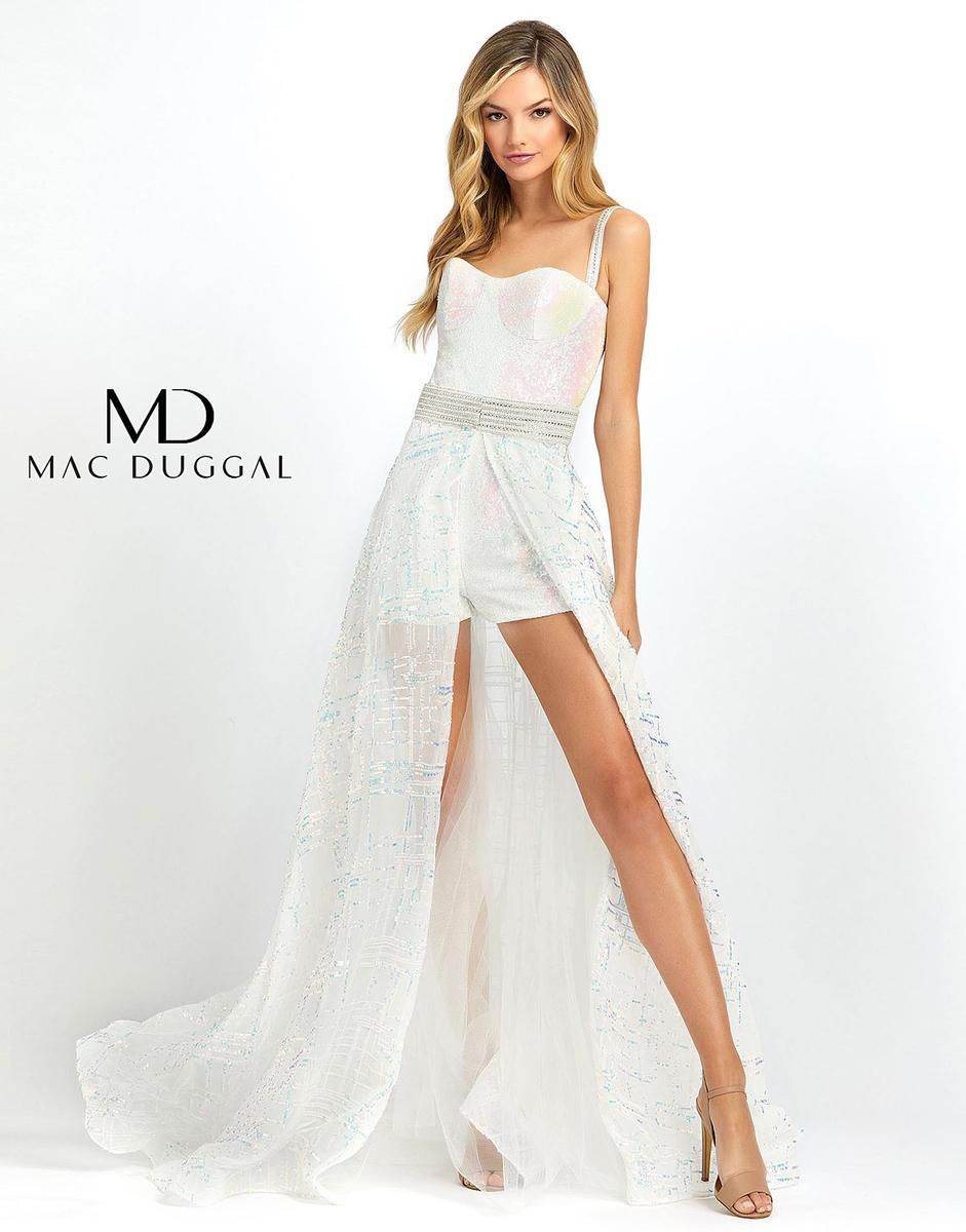 Style 66858A Mac Duggal Size 4 Pageant White Formal Jumpsuit on Queenly