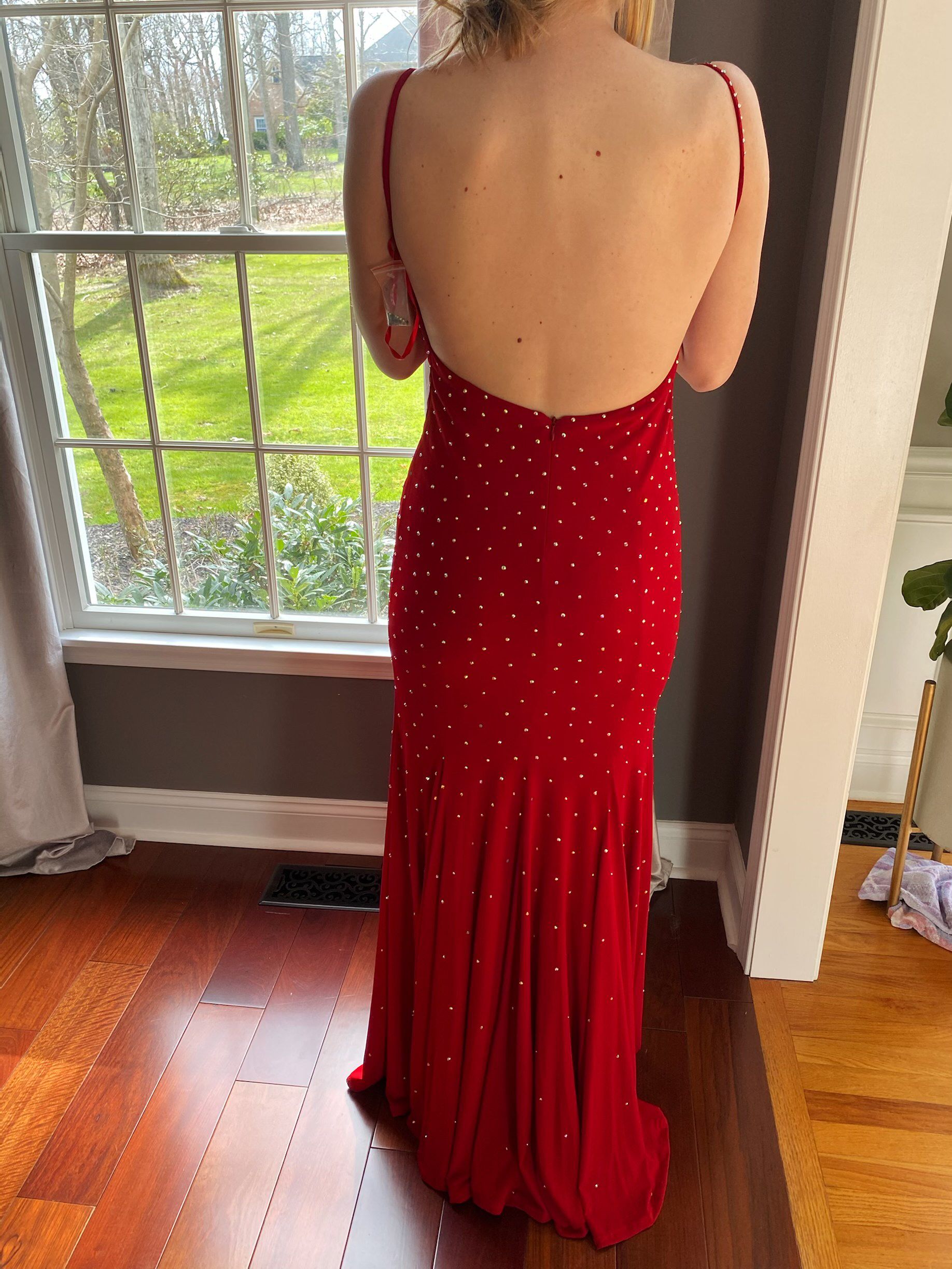 Jovani Size 6 Prom Sequined Red Floor Length Maxi on Queenly