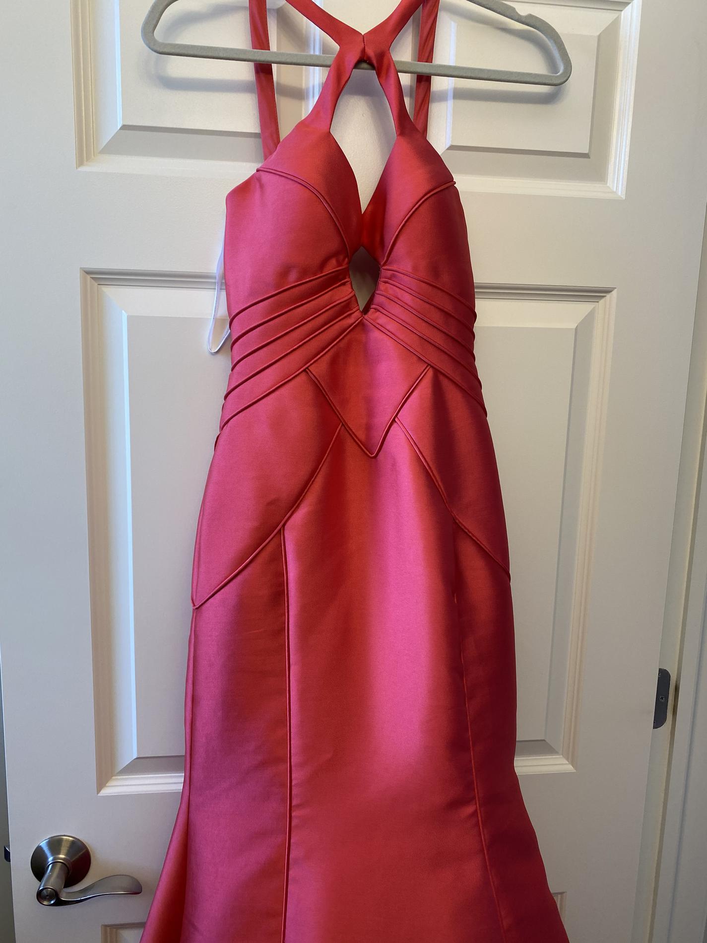 Rachel Allan Red Size 0 Silk Train Mermaid Dress on Queenly