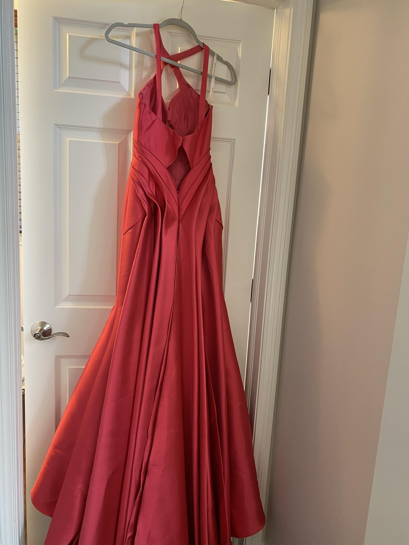 Rachel Allan Red Size 0 Silk Train Mermaid Dress on Queenly