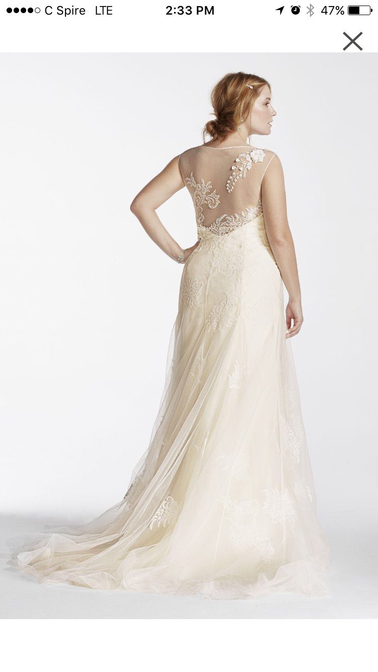 Plus Size 20 Wedding Sheer White Mermaid Dress on Queenly