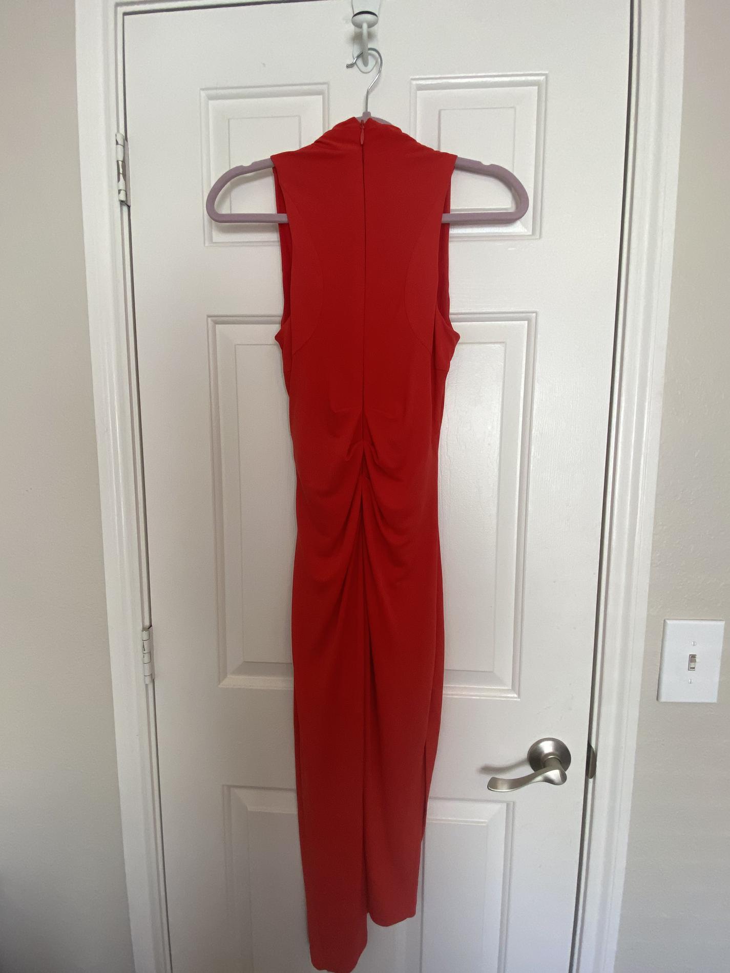 Nicole Miller Size 2 Wedding Guest Halter Red Cocktail Dress on Queenly