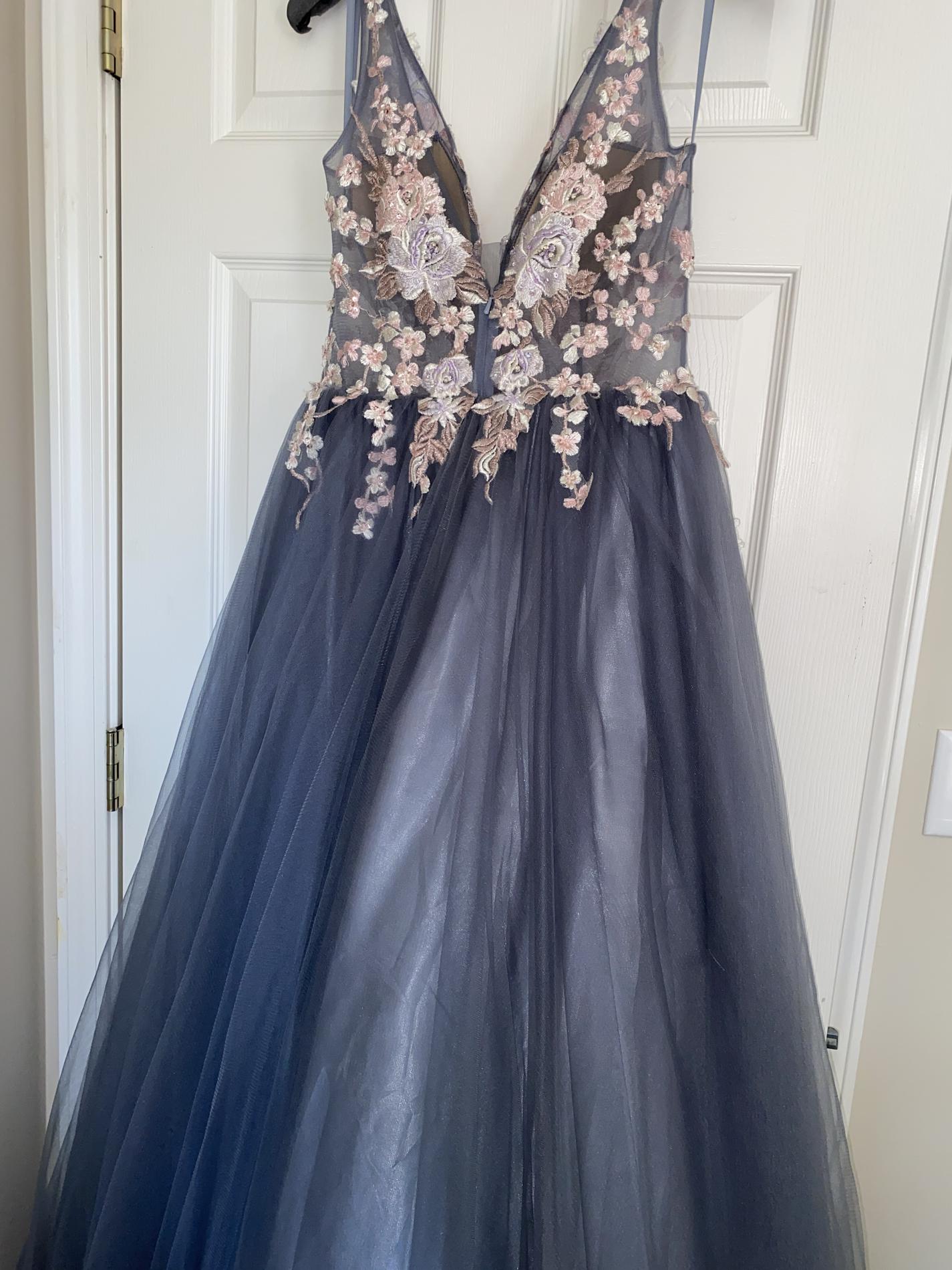 Madison James Size 10 Silver Ball Gown on Queenly