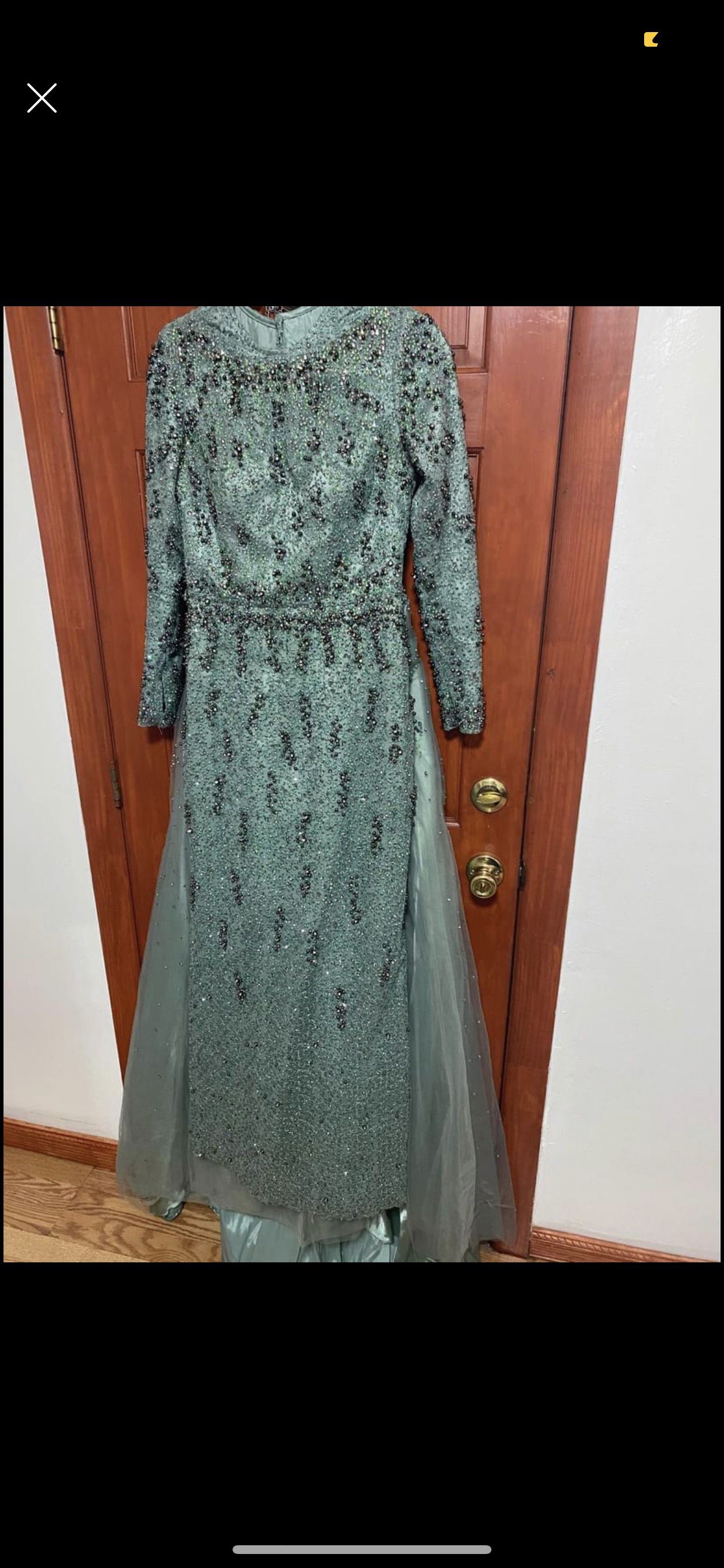 Beautiful long mint teal dress , a skirt attached from the back Size 10 Pageant Long Sleeve Green Mermaid Dress on Queenly
