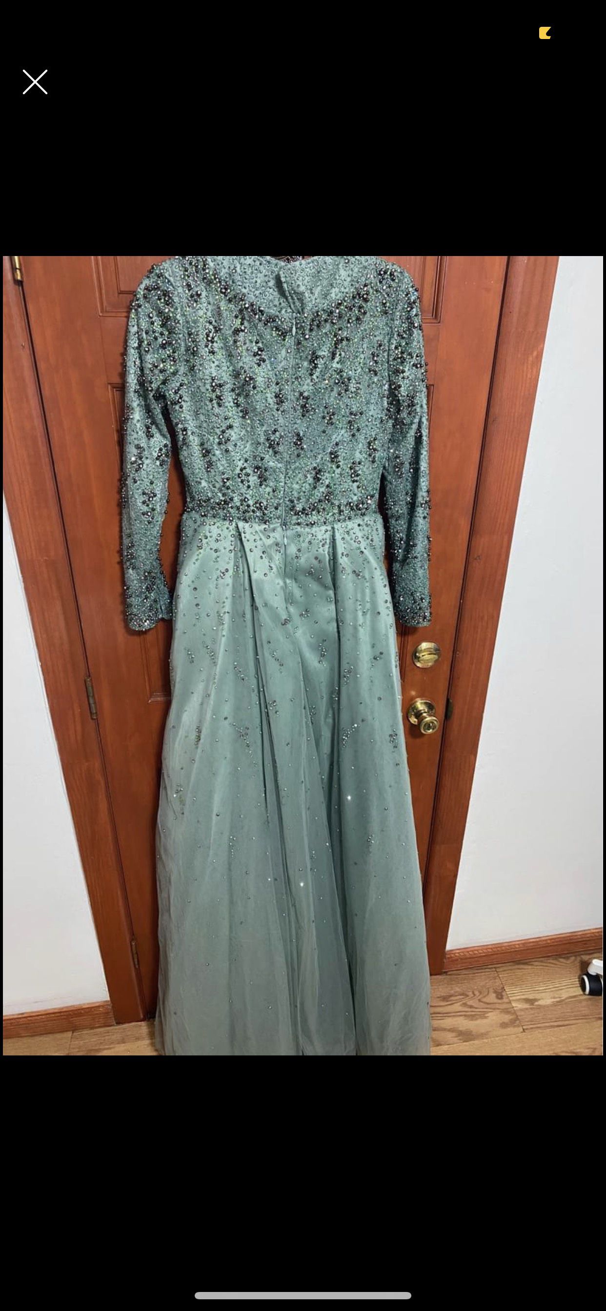Beautiful long mint teal dress , a skirt attached from the back Size 10 Pageant Long Sleeve Green Mermaid Dress on Queenly