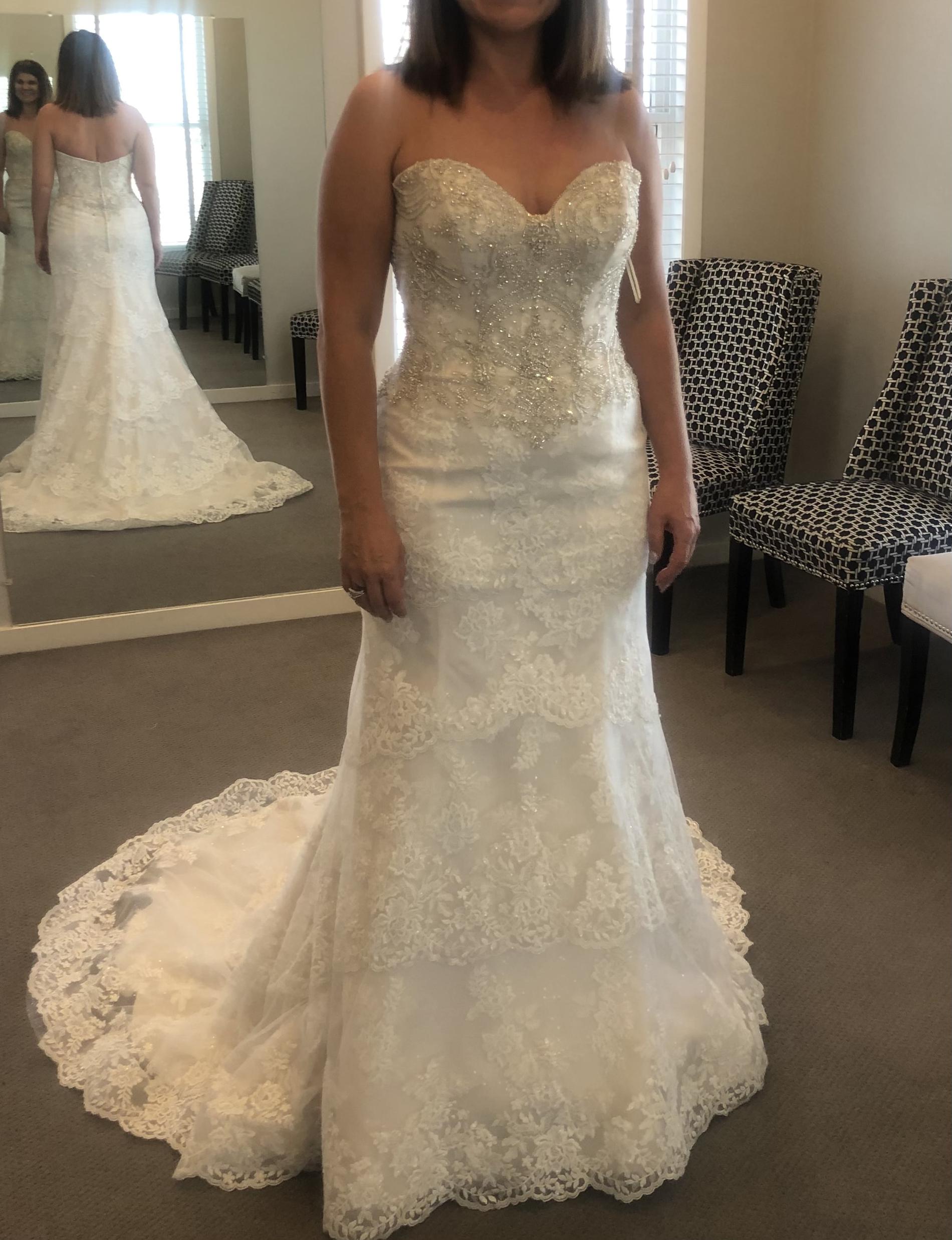 Size 8 Wedding Strapless White Mermaid Dress on Queenly