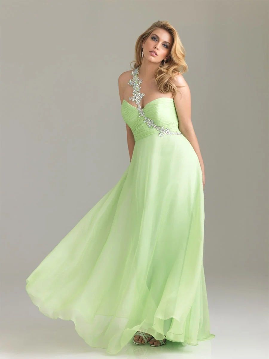 Style 6502W Madison James Plus Size 28 Prom One Shoulder Green A-line Dress on Queenly