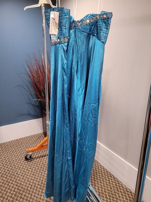 Style 75627 Mac Duggal Plus Size 26 Prom Satin Blue A-line Dress on Queenly