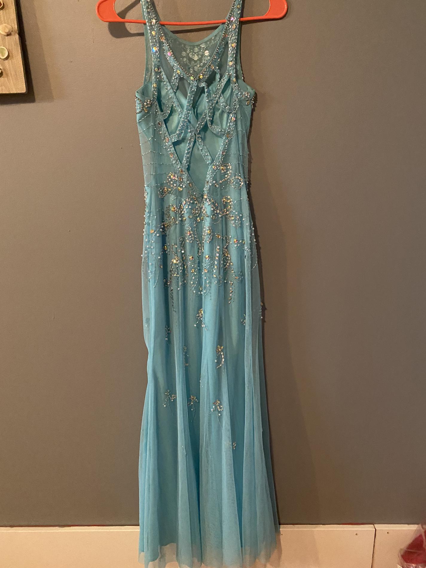 Size 4 Blue Side Slit Dress on Queenly
