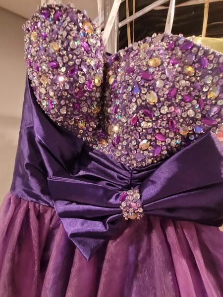 Style 46793 Tiffany Designs Size 12 Homecoming Strapless Purple Cocktail Dress on Queenly