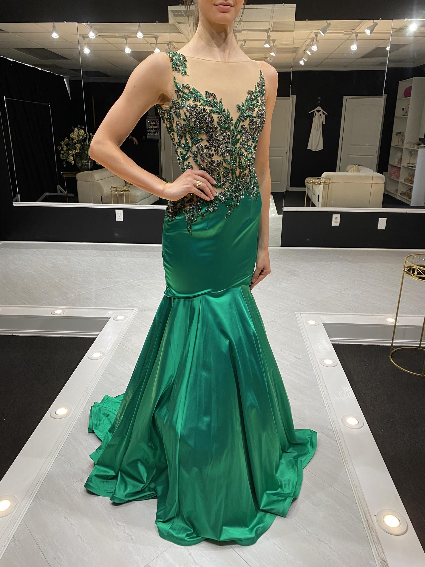 Sherri Hill Size 6 Sequined Green Mermaid Dress on Queenly