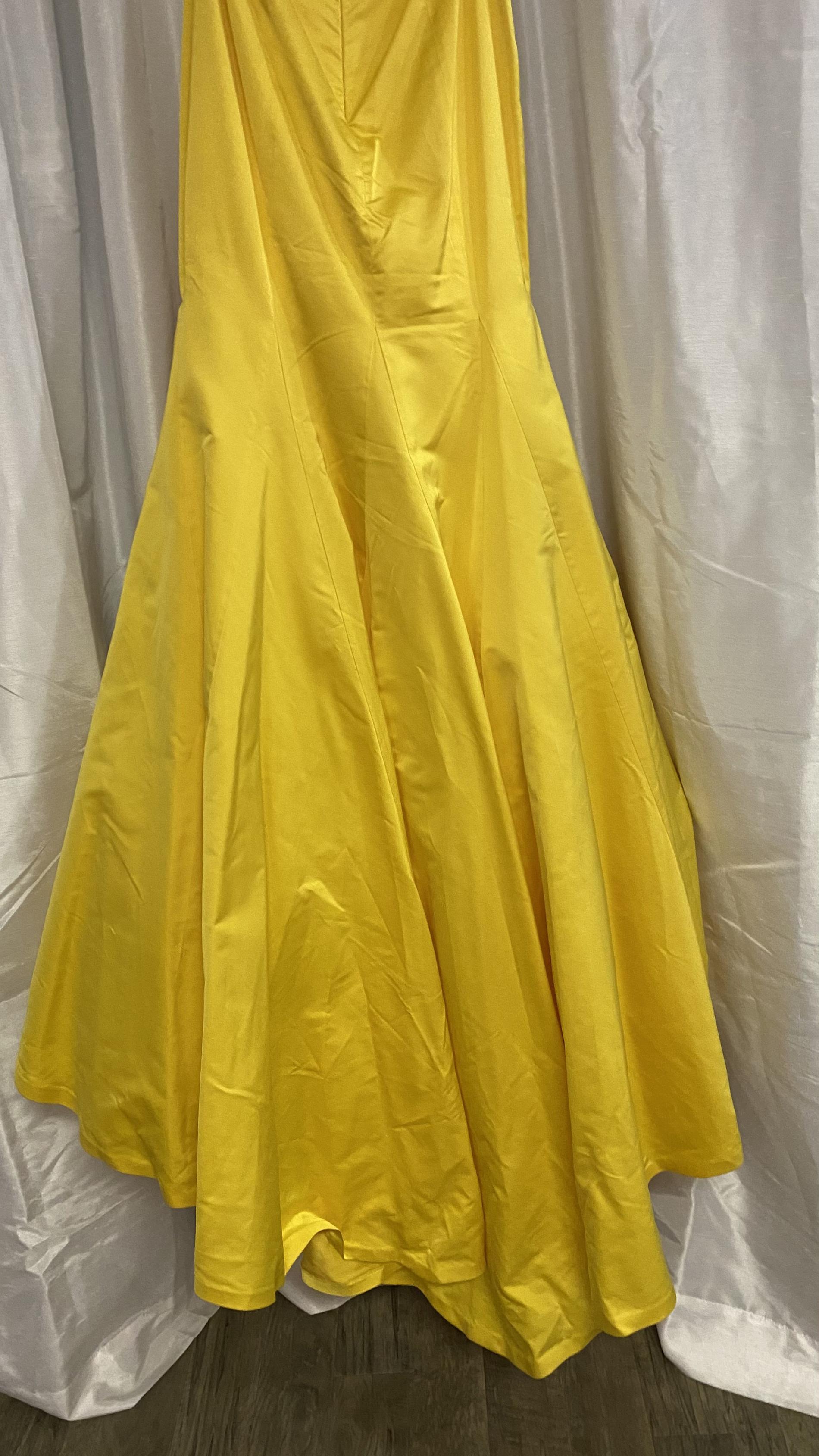 Sherri Hill Size 4 Prom Halter Sequined Yellow Mermaid Dress on Queenly