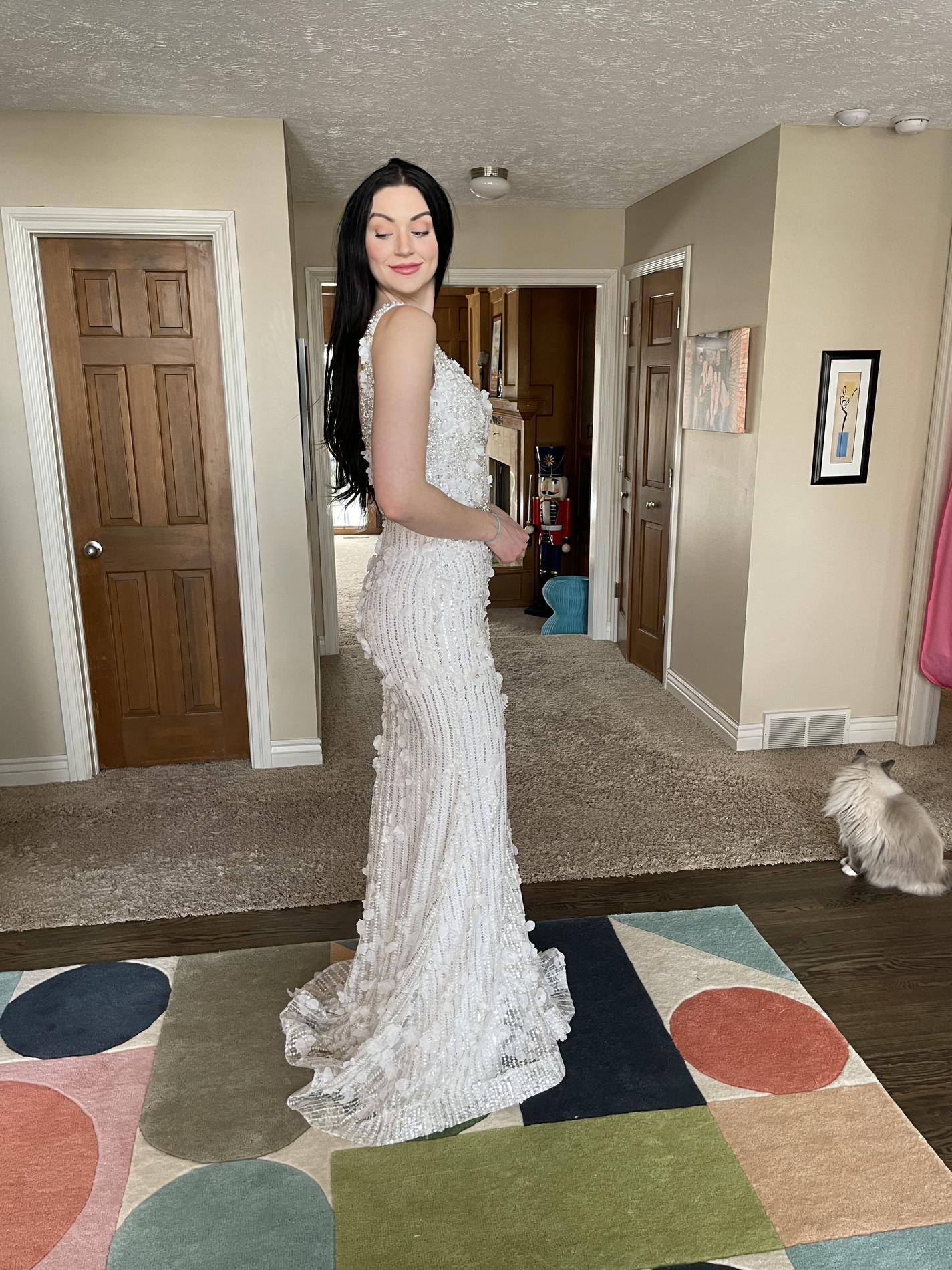 Custom Size 4 Prom White Floor Length Maxi on Queenly