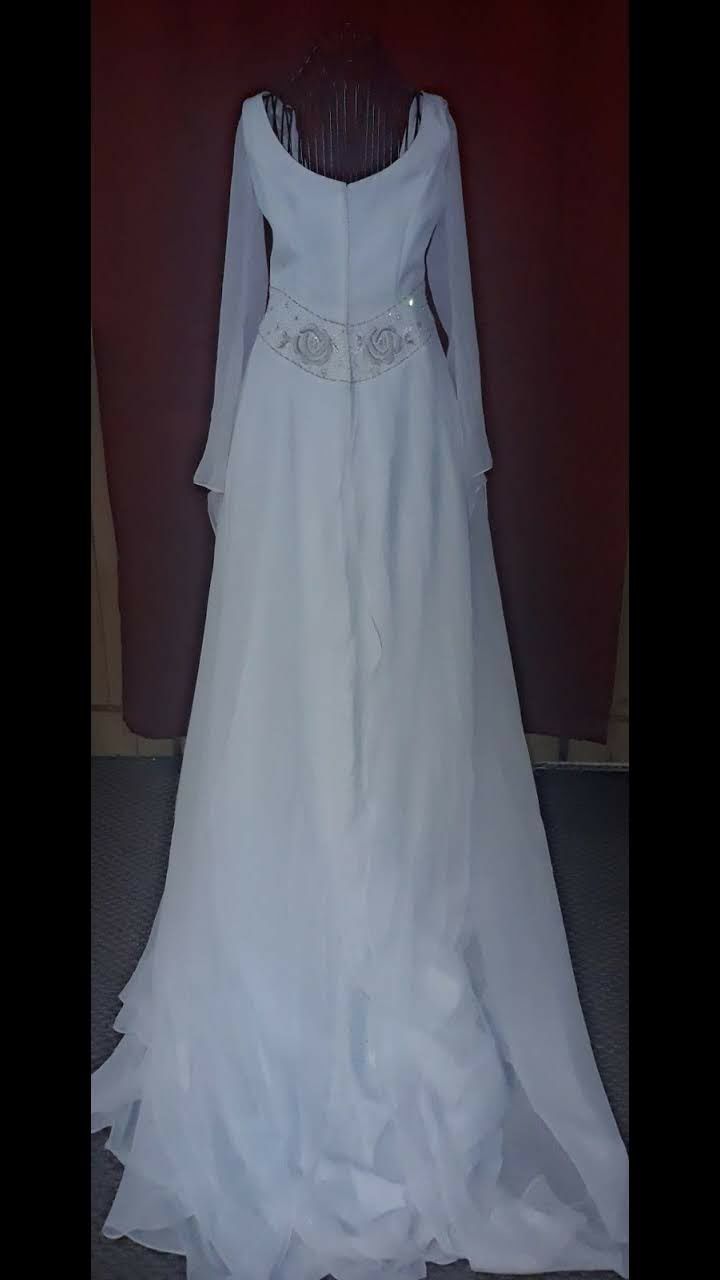 Demetrios Size 6 Wedding Sequined White A-line Dress on Queenly