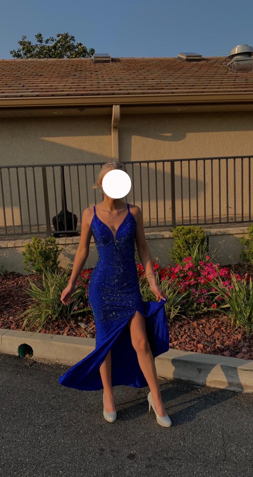 Sherri Hill Size 2 Prom Sequined Royal Blue Mermaid Dress on Queenly