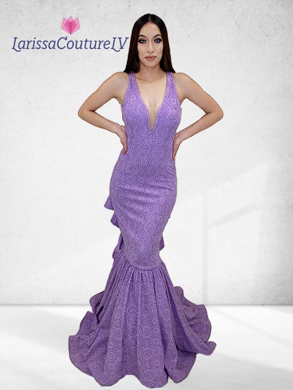Larissa Couture LV Size 6 Purple Mermaid Dress on Queenly