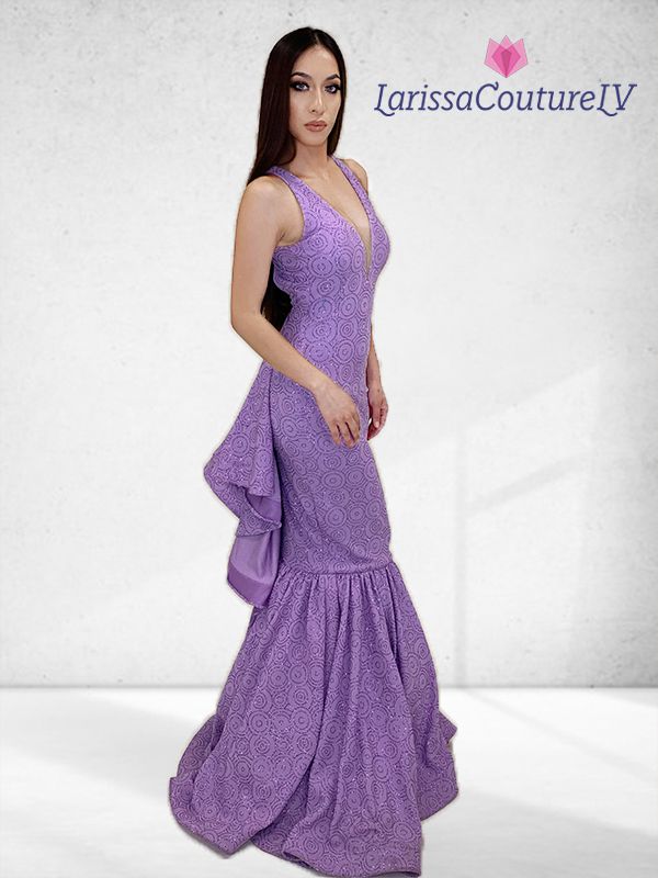 Larissa Couture LV Size 6 Purple Mermaid Dress on Queenly