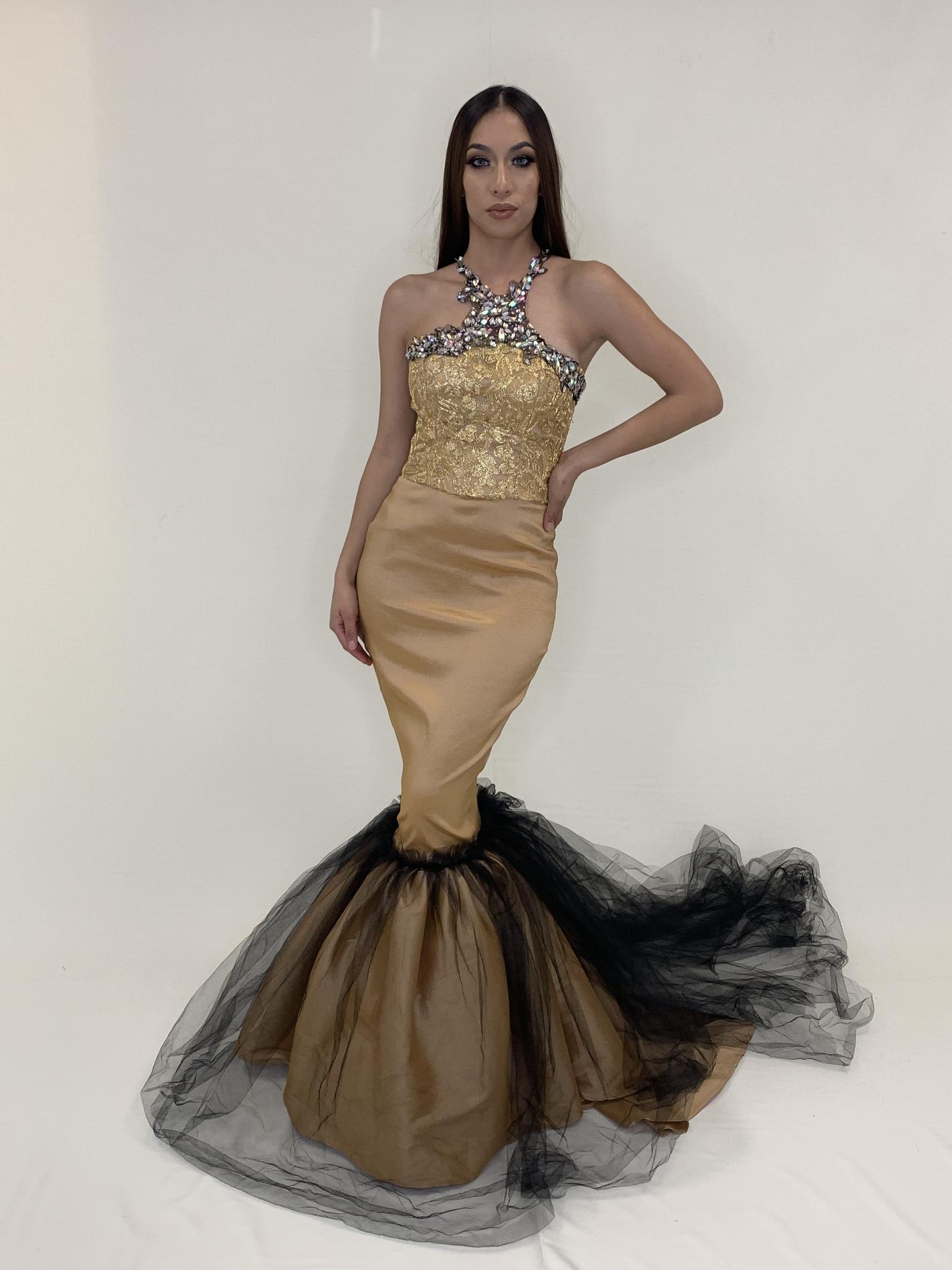 Larissa Couture LV Size 2 Gold Mermaid Dress on Queenly