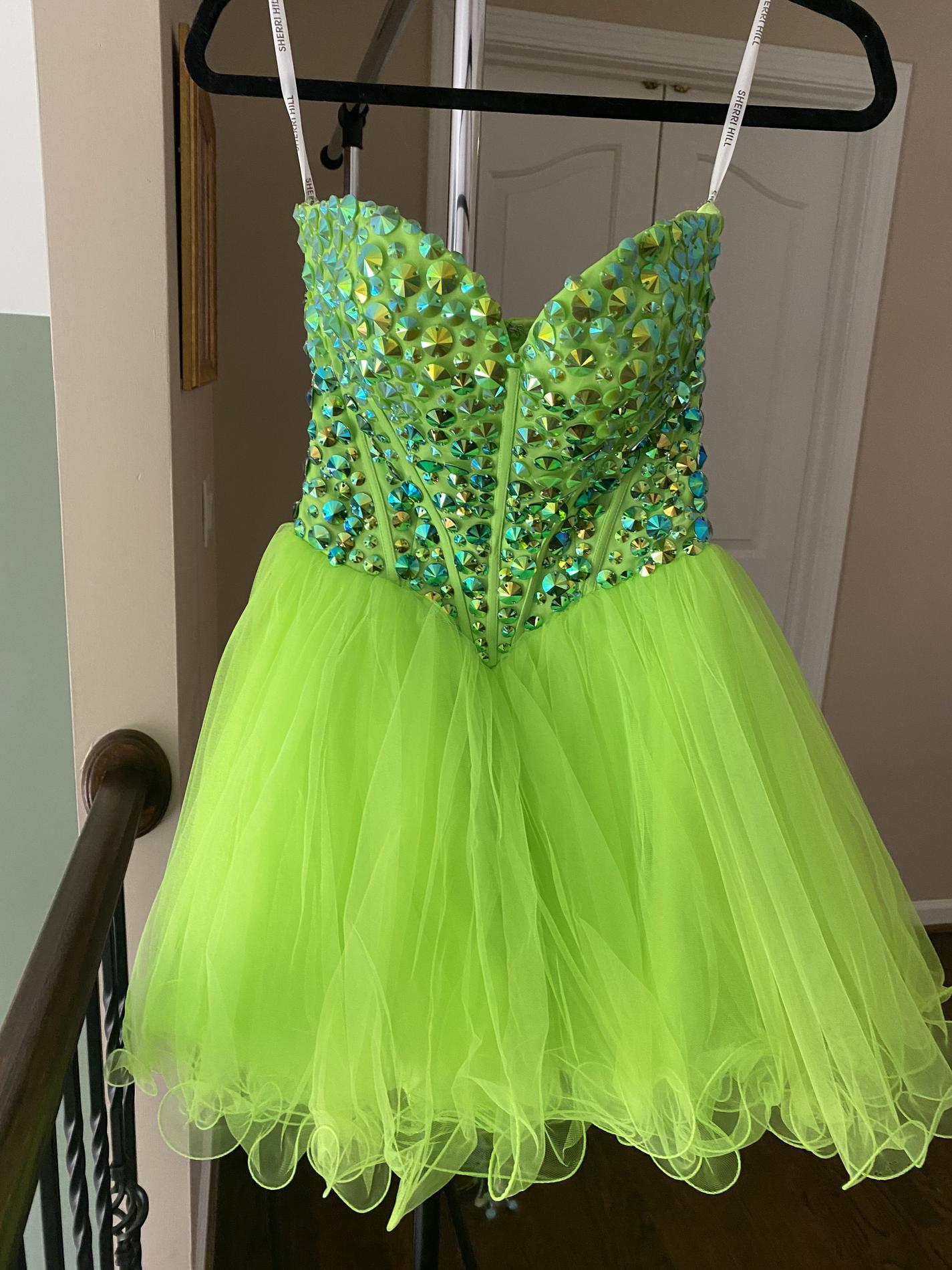 Size 0 Homecoming Strapless Lime Green Cocktail Dress on Queenly