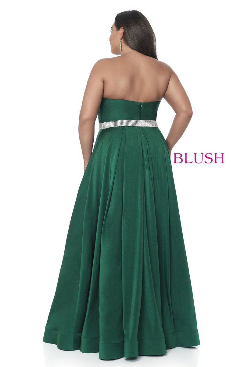 Style 11960W Blush Prom Green Size 20 Jersey Strapless Silk Plus Size A-line Dress on Queenly