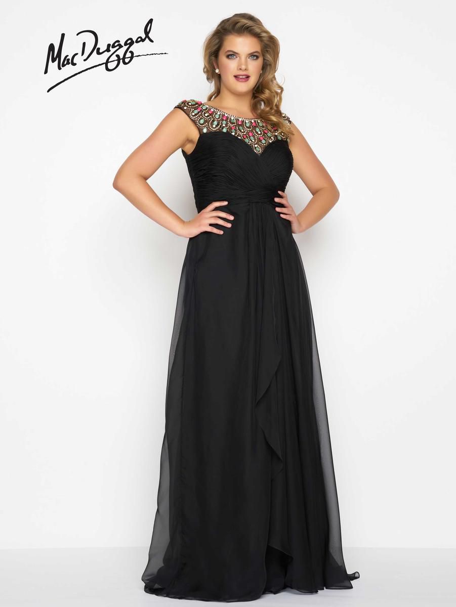 Style 65974F Mac Duggal Black Size 26 Tall Height Prom Straight Dress on Queenly