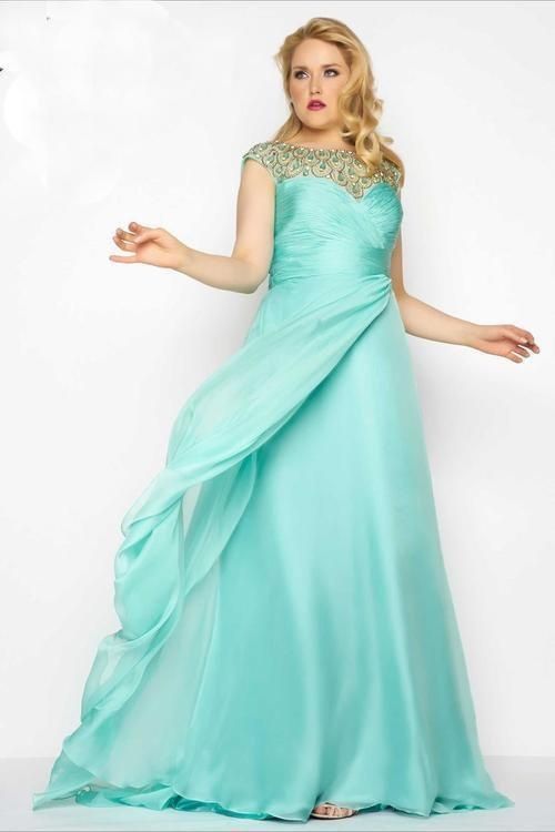Style 65974F Mac Duggal Plus Size 30 Prom Cap Sleeve Satin Light Green Floor Length Maxi on Queenly