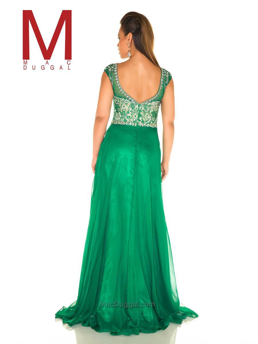 Style 11102F Mac Duggal Green Size 18 Pattern Sequin Pageant Emerald Side slit Dress on Queenly